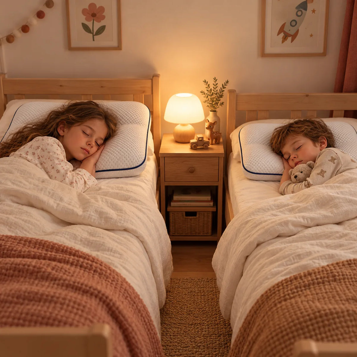 Deux enfants endormis, chacun sur son oreiller Nuitalie Image