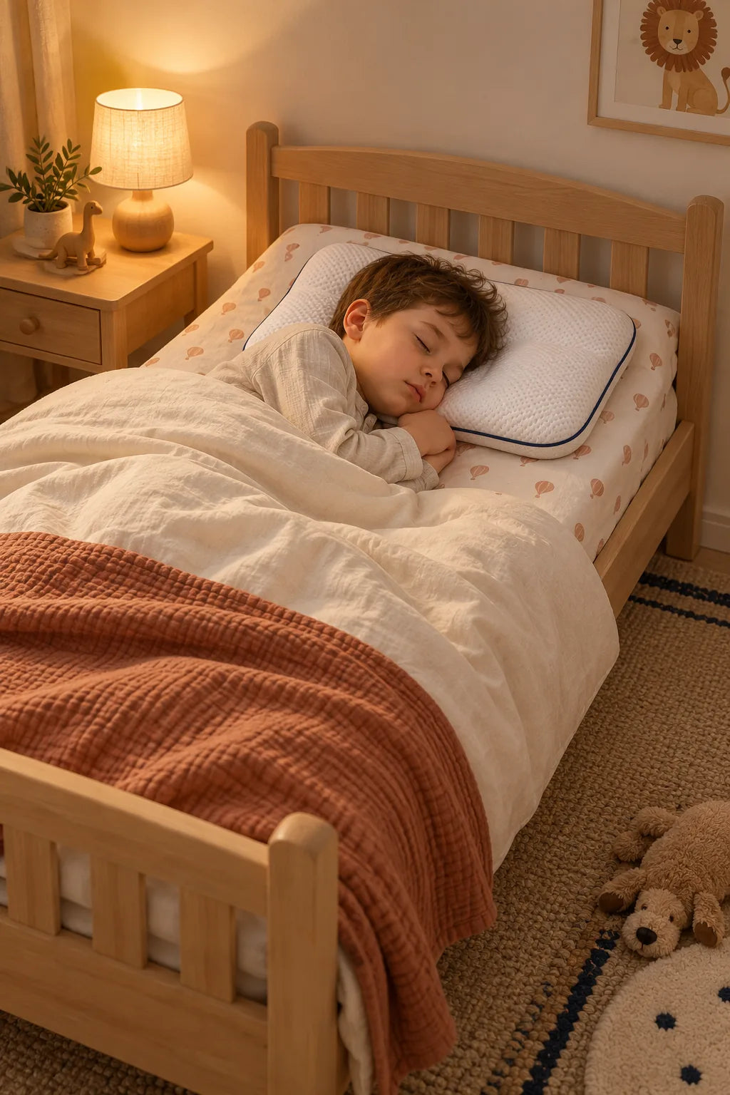 Un garçon dort sur son oreiller Nuitalie, à sa taille
