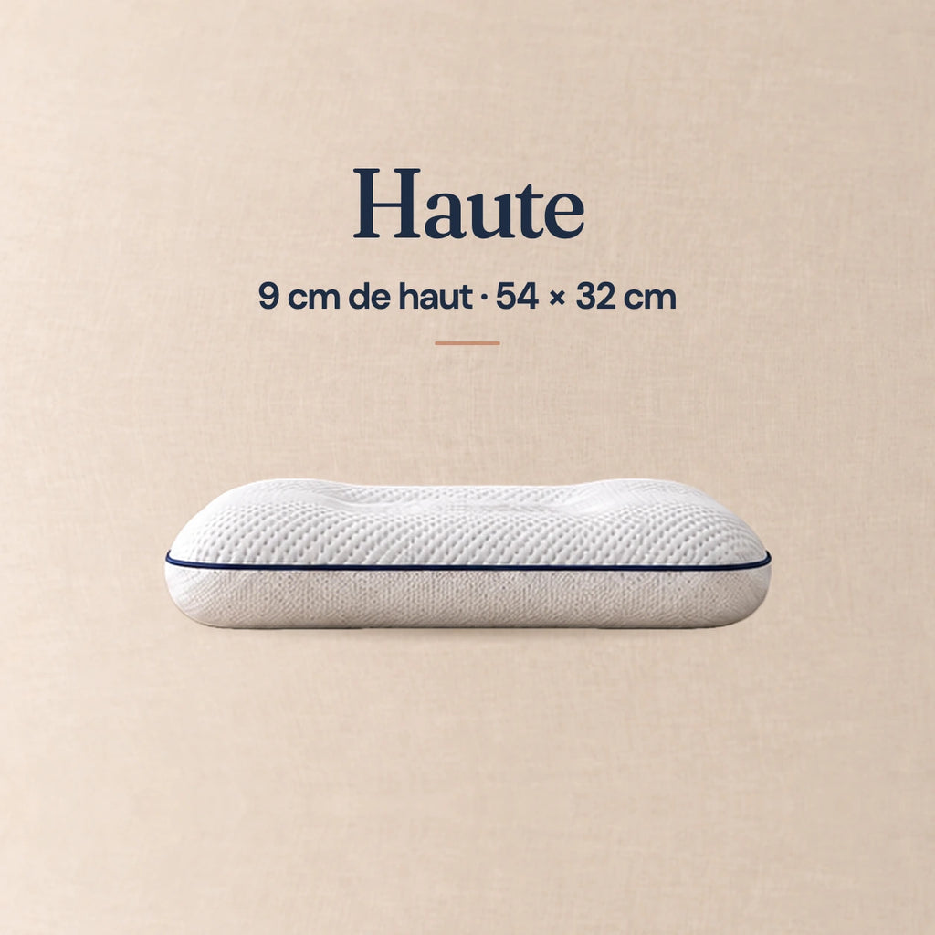 Oreiller Nuitalie, hauteur haute : 9 cm de haut, 54 × 32 cm