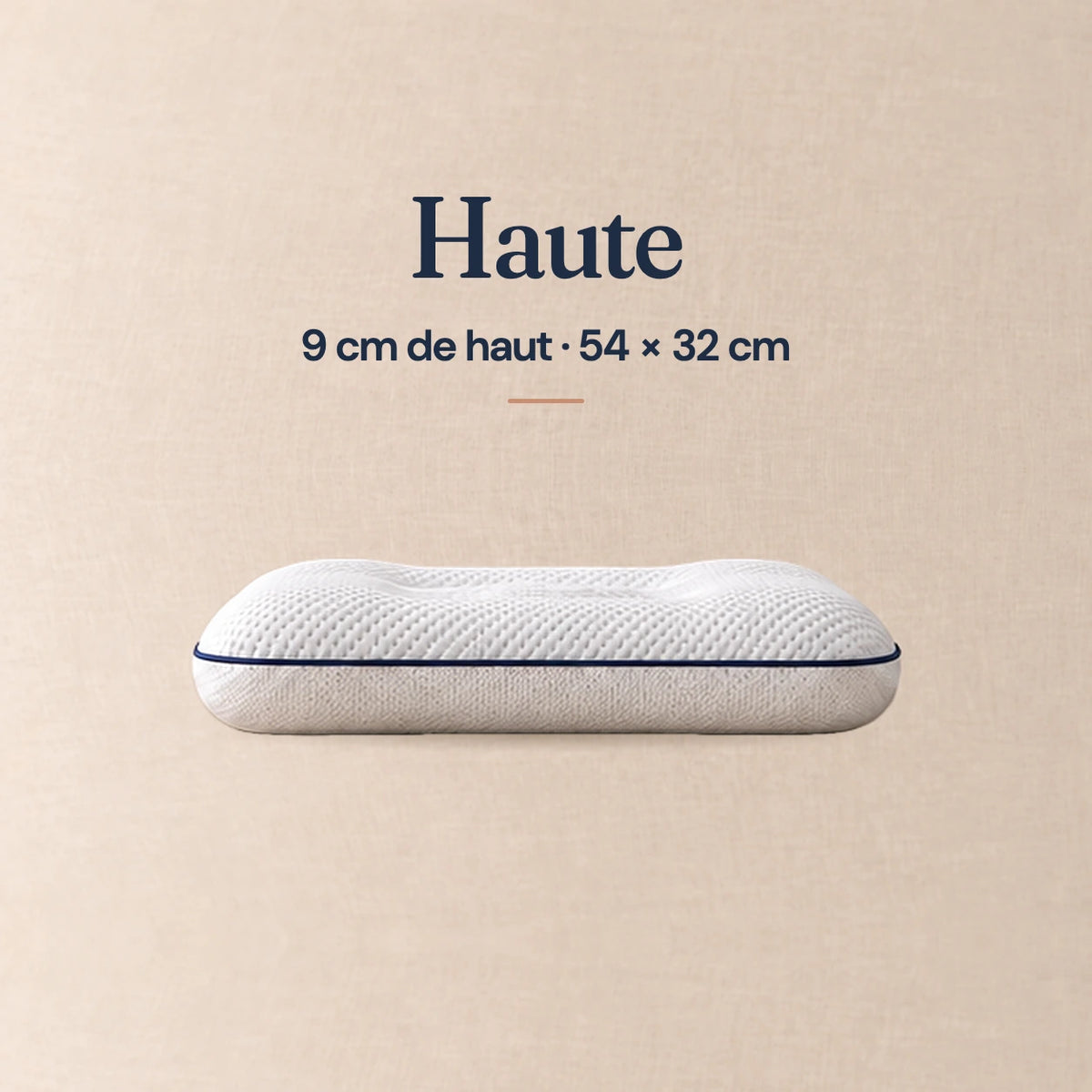 Oreiller Nuitalie, hauteur haute : 9 cm de haut, 54 × 32 cm